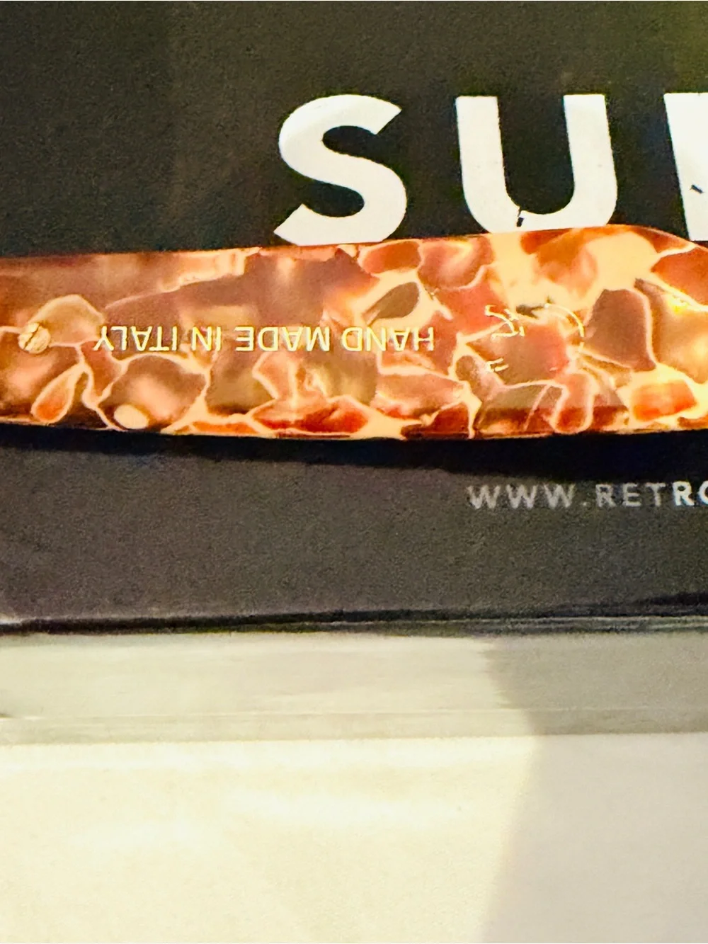 RetroSuperFuture Tortoiseshell Pattern Sunglasses Arm in Brown and Cream